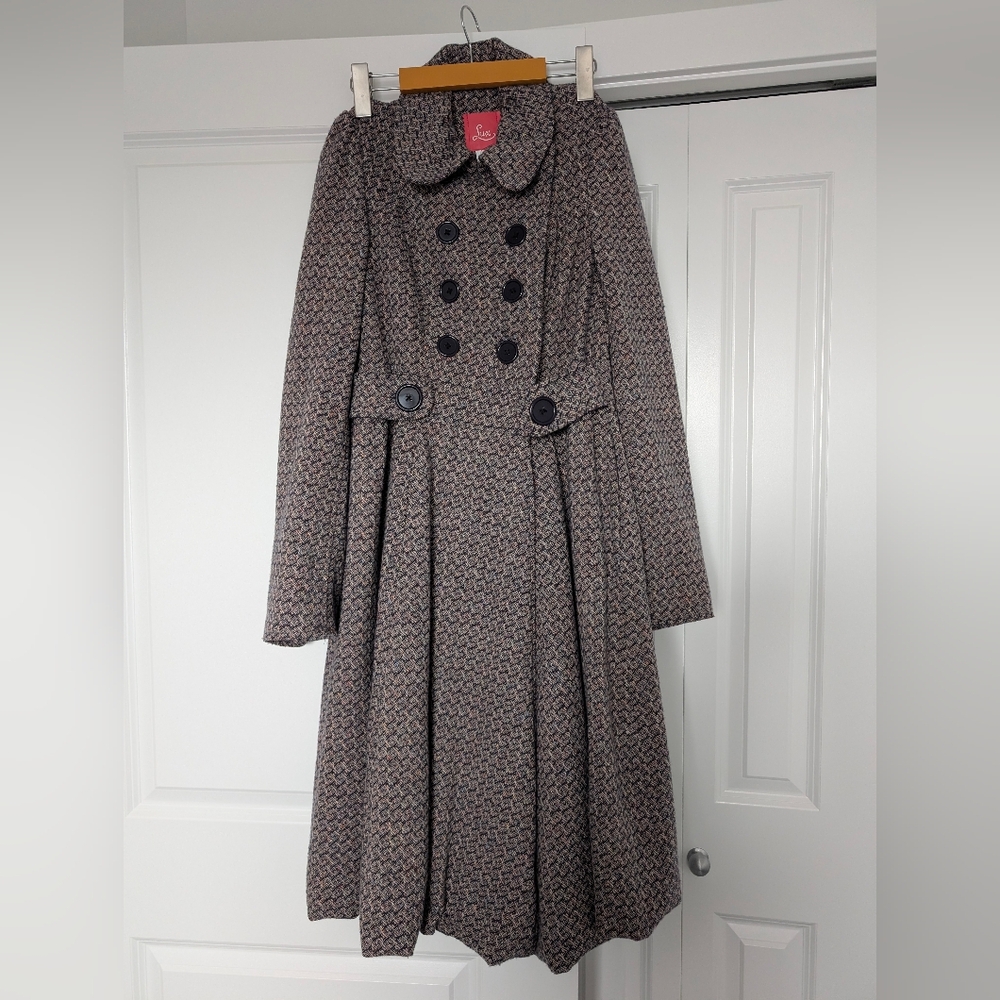 Lux Women's Double-Breasted Coat - Black and Gray